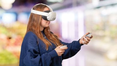 Mitten im Supermarkt von Greencity – dank VR-Brille.