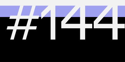 Grafik: der obere Fünftel in Mittelblau, der untere Teil schwarz; davor steht in Weiss «#144»
