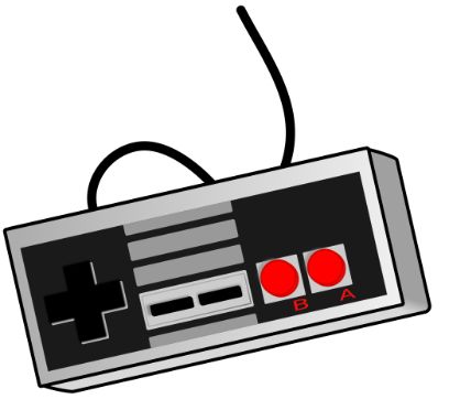 A drawing of a retro video game controller.