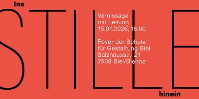 auf rotem Hintergrund Schriftzug in Schwraz und Weiss