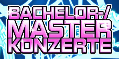 Visual im Design der diesjährigen Diplomkampagne in pinker Farbe mit brauner und kleingeschriebenen Aufschrift "master konzerte"