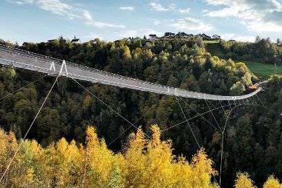 Im Rahmen eines kantonalen Förderprogramms arbeitet die BFH-TI auch für Jakob Rose Systems, einen Hersteller von Seil- und Netzlösungen. Im Bild: Hängebrücke La Pendenta bei Disentis/Mustèr. (Foto zVg)